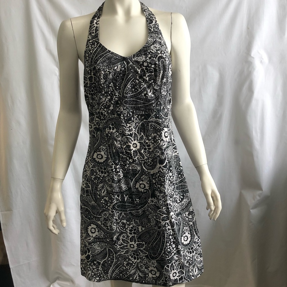 Poet black and white halter top bandana print cotton summer dress size 9